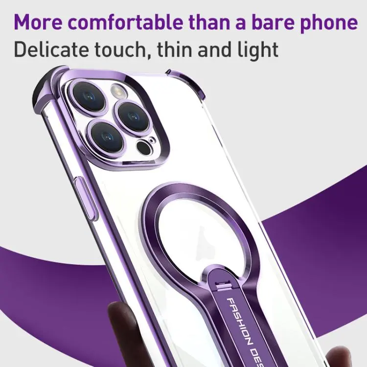 Shockproof Electroplating MagSafe Holder Phone Case For Iphone 16, 16 Plus, 16 Pro, 16 Pro Max - Image 3